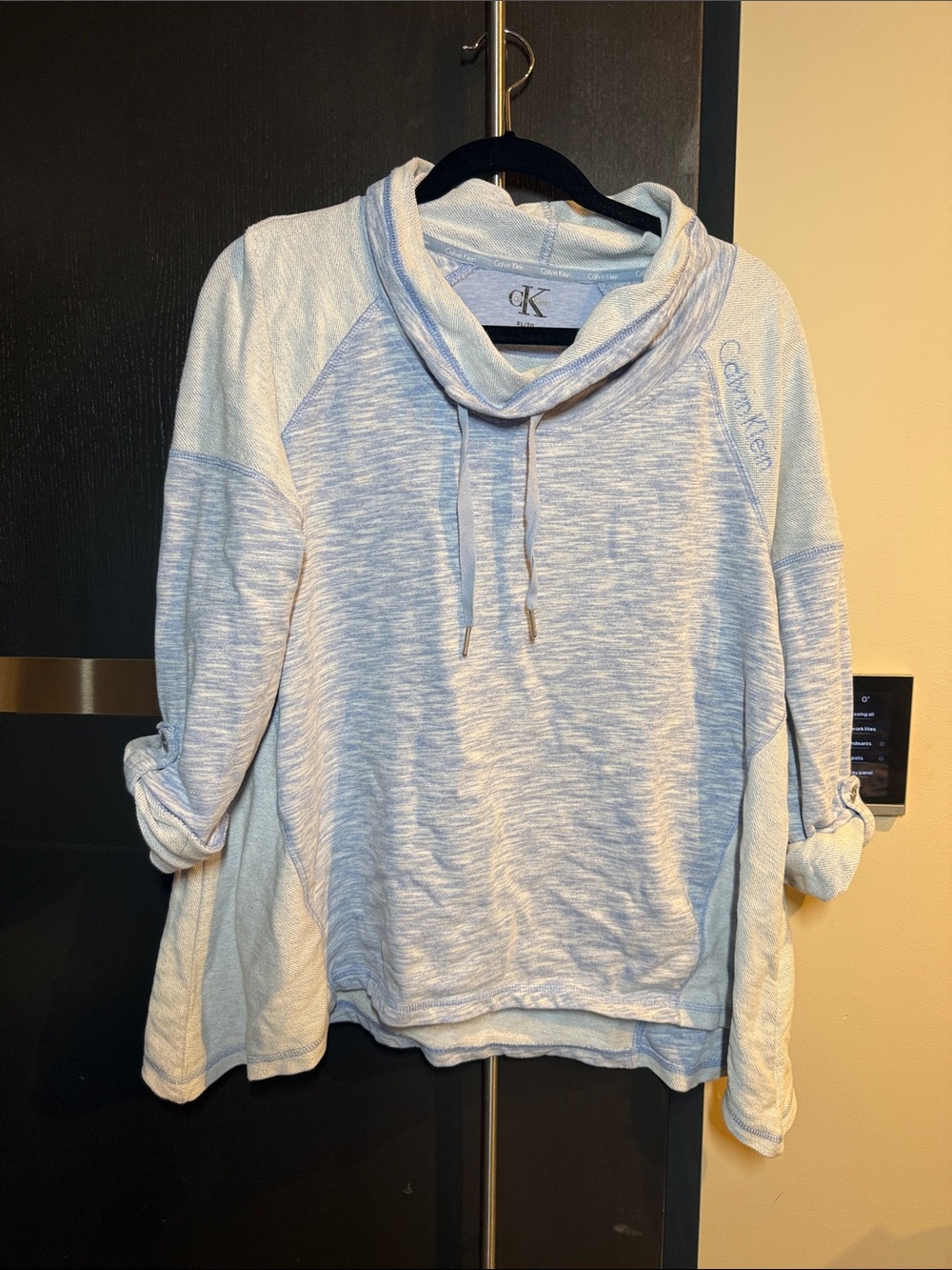 Calvin Klein Women's Heathered Light Gray Cowl Neck Sweater